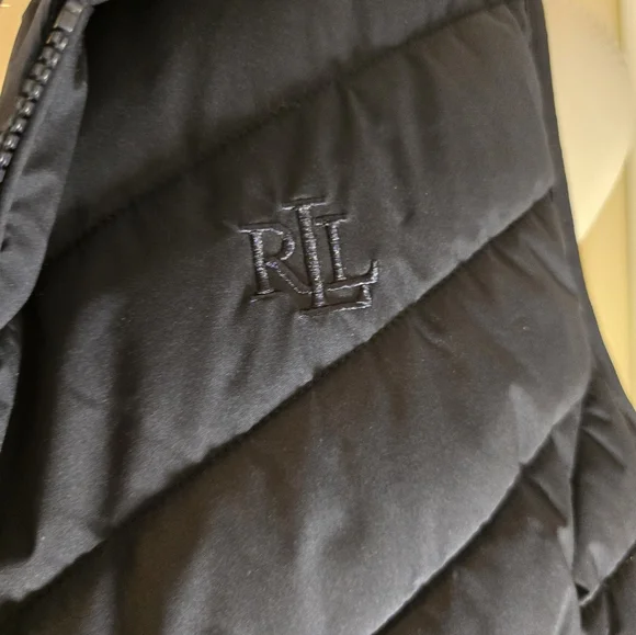 Lauren Ralph Lauren Hooded Puffer Vest Insulated Jacket Sz XL Navy Blue